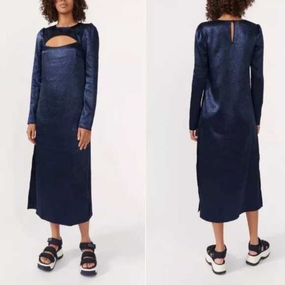 NWT Baum Und Pferdgarten Aneto Long Sleeve Shift Dress in Navy Blue - size 2 - Picture 1 of 7